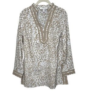 Coolibar Tunic Shirt Size Medium Animal Print UPF 50+ Sun Protection Lightweight